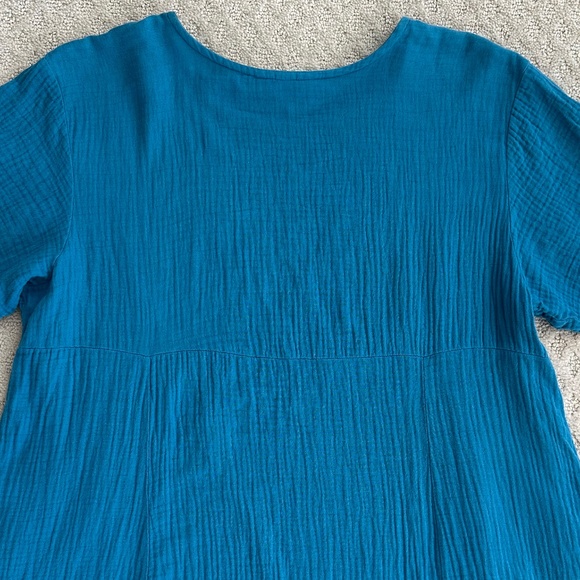 Bryn Walker Mara Cotton Gauze Tunic Dress Teal XS Lagenlook Summer Beach Casual - Picture 6 of 11